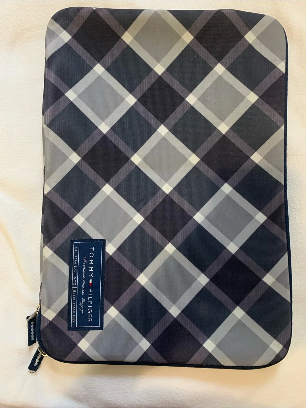 Tommy Hilfiger Navy and Gray Plaid Laptop Sleeve